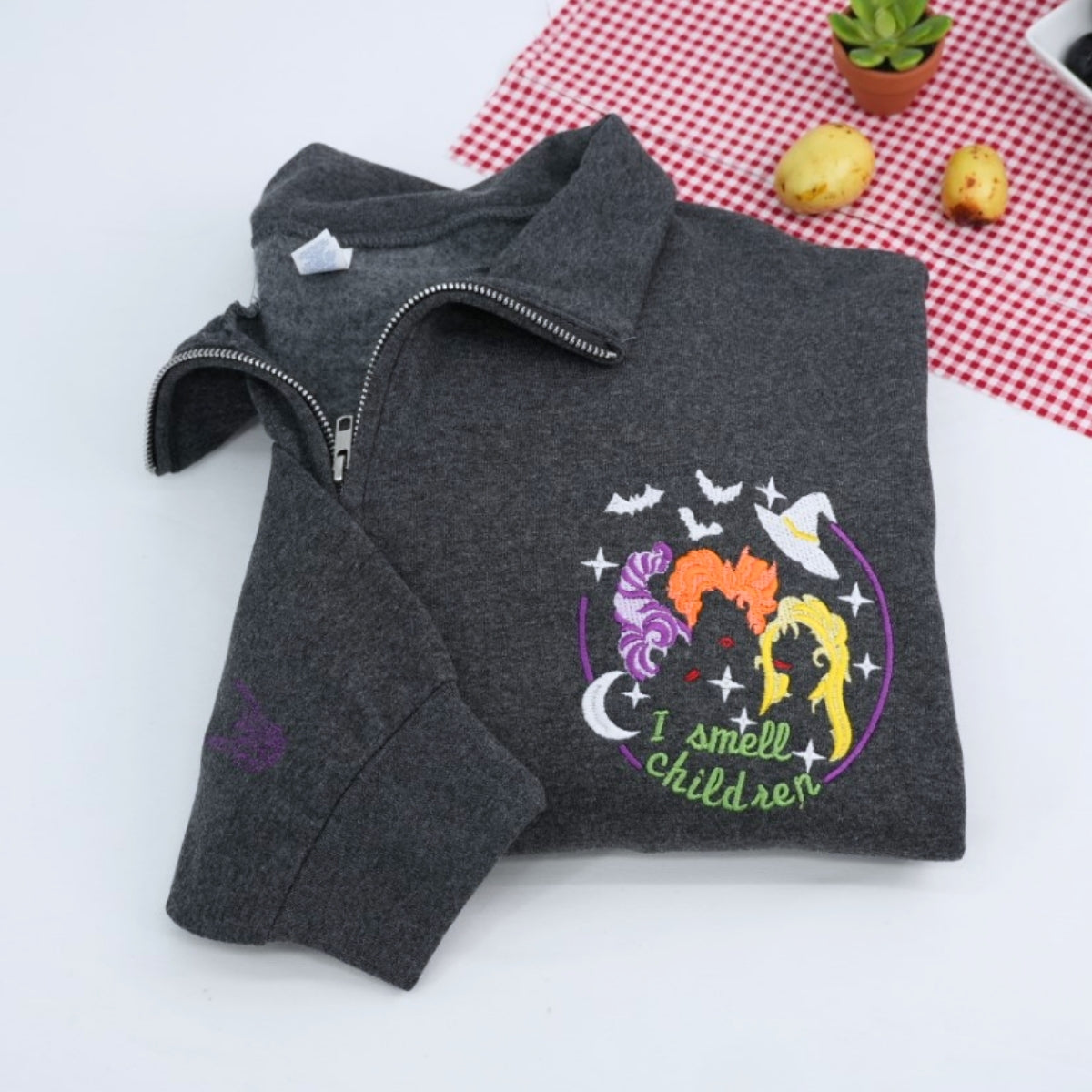 I Smell Children Halloween Quarter-Zip - Custom Embroidered Spooky Sweatshirts - Perfect Halloween Gift