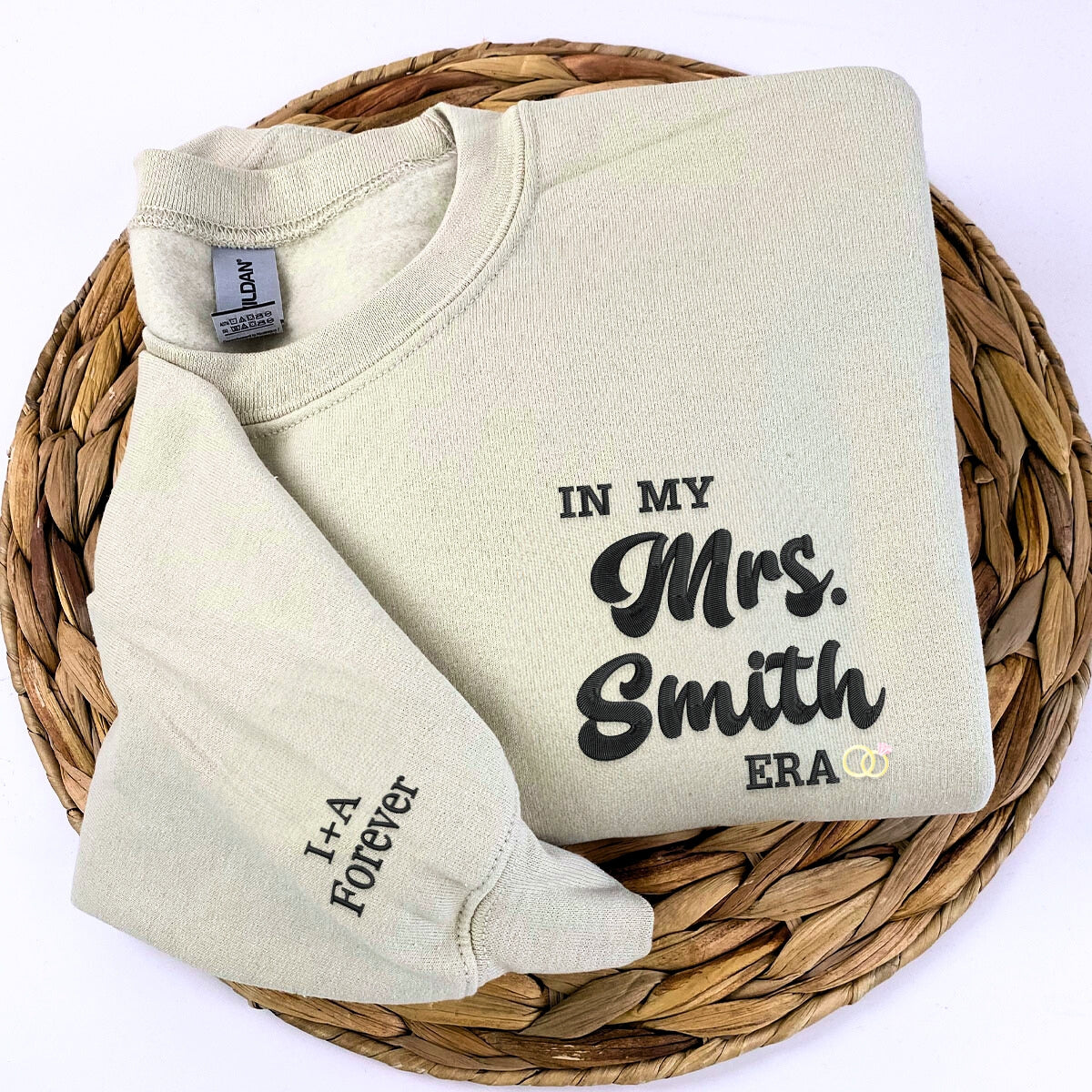 Custom Embroidered Name In My Mrs Era Sweatshirt or Hoodie