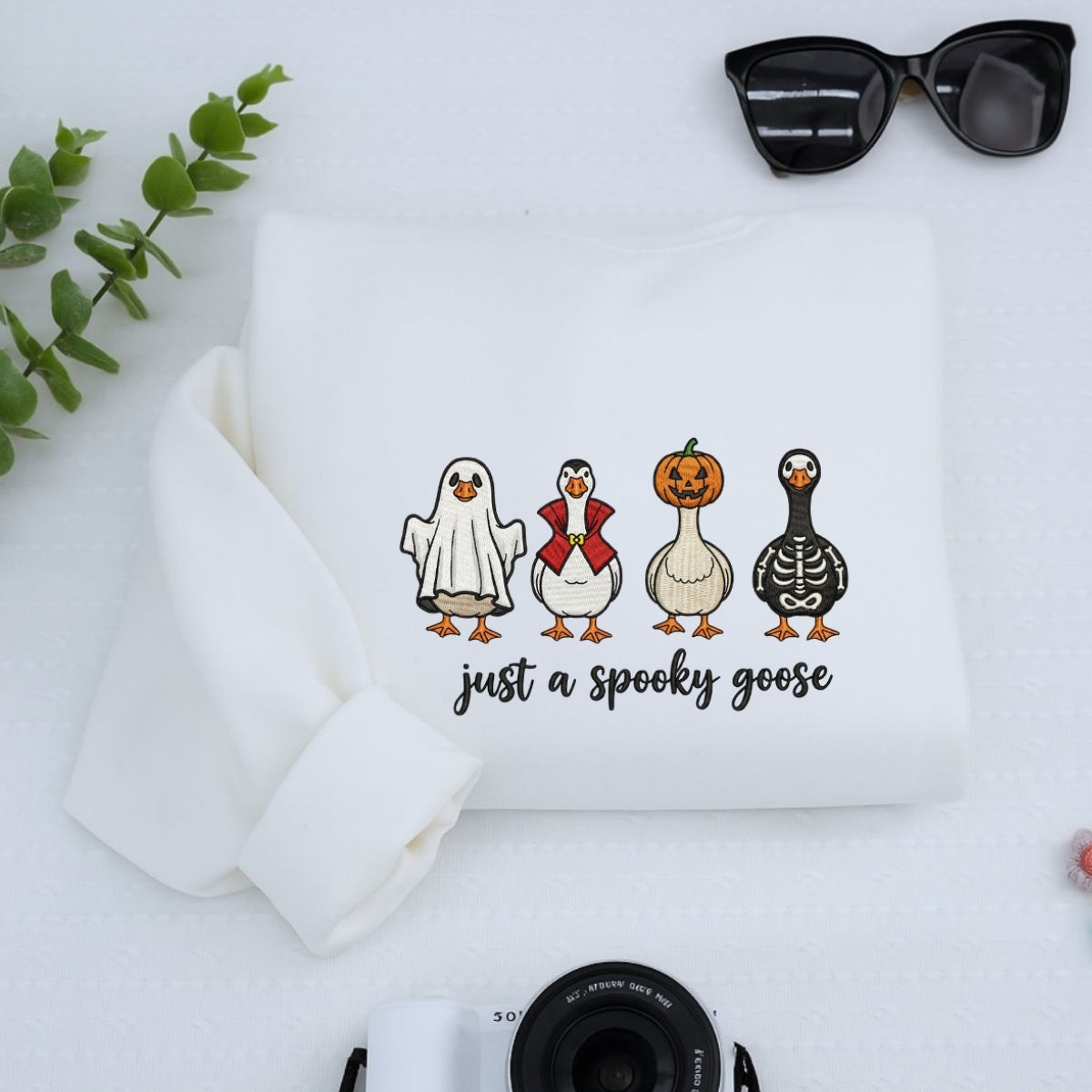 Just A Spooky Goose Custom Hoodies - Halloween Geese Embroidered Sweatshirts - Perfect Viral Halloween Gift