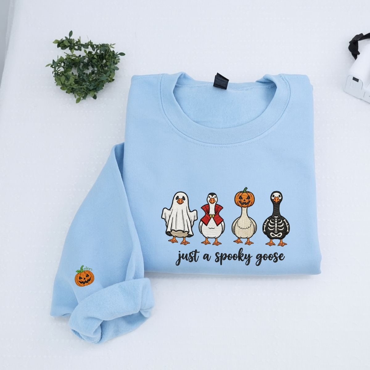 Just A Spooky Goose Custom Hoodies - Halloween Geese Embroidered Sweatshirts - Perfect Viral Halloween Gift