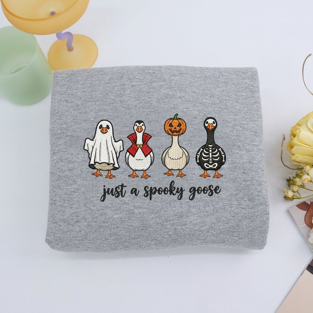 Just A Spooky Goose Custom Hoodies - Halloween Geese Embroidered Sweatshirts - Perfect Viral Halloween Gift