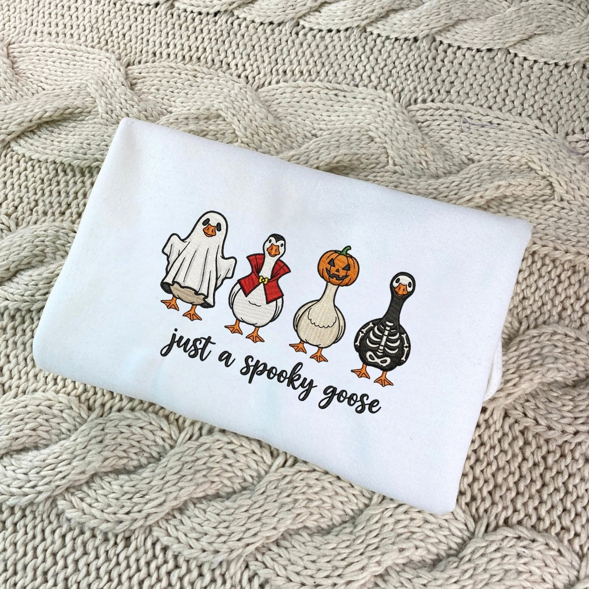 Just A Spooky Goose Custom Hoodies - Halloween Geese Embroidered Sweatshirts - Perfect Viral Halloween Gift