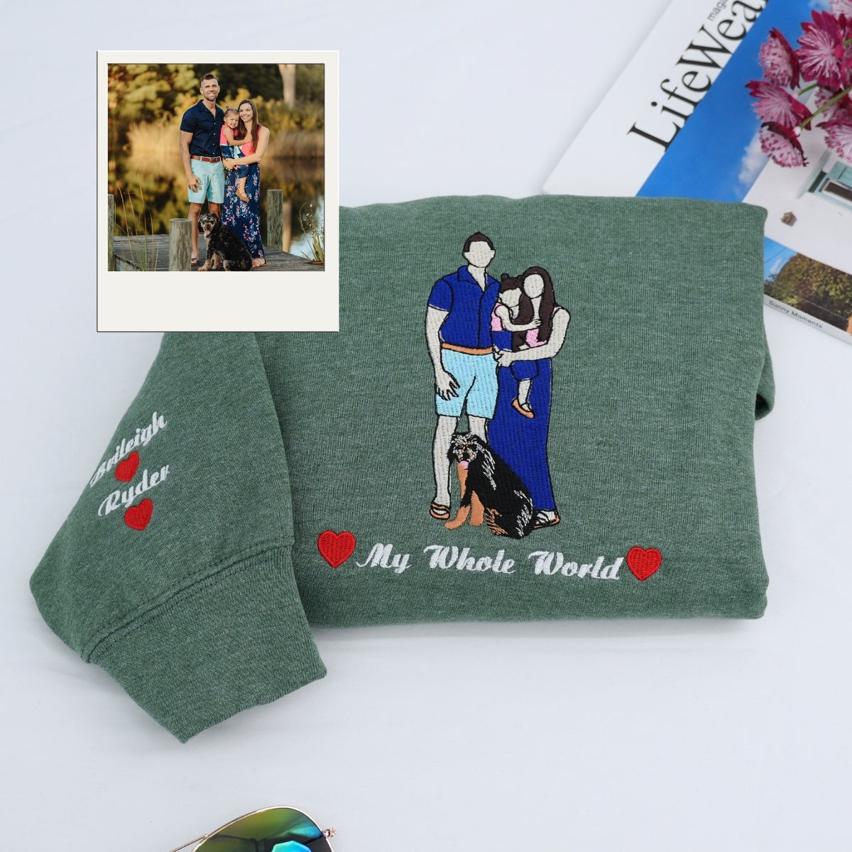 Matching Photo Embroidered Hoodies - Custom Couples Memory Sweatshirts - Perfect Anniversary Gift