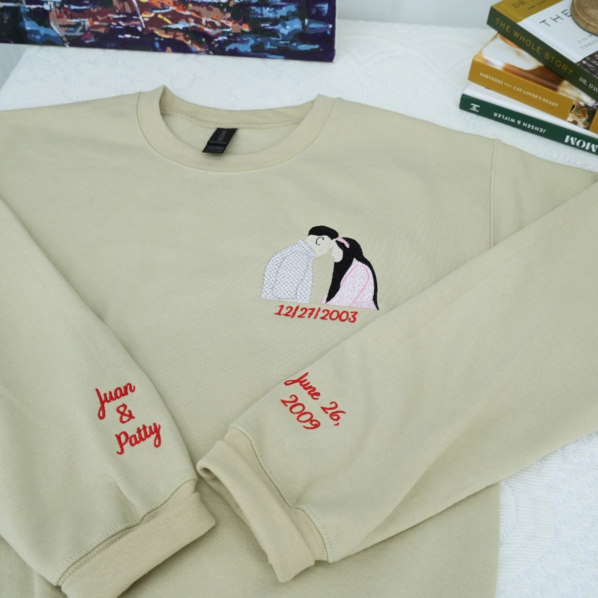 Milestone Roman Numeral Portrait Hoodies - Custom Date Memory Embroidered Sweatshirts - Timeless Love Gift