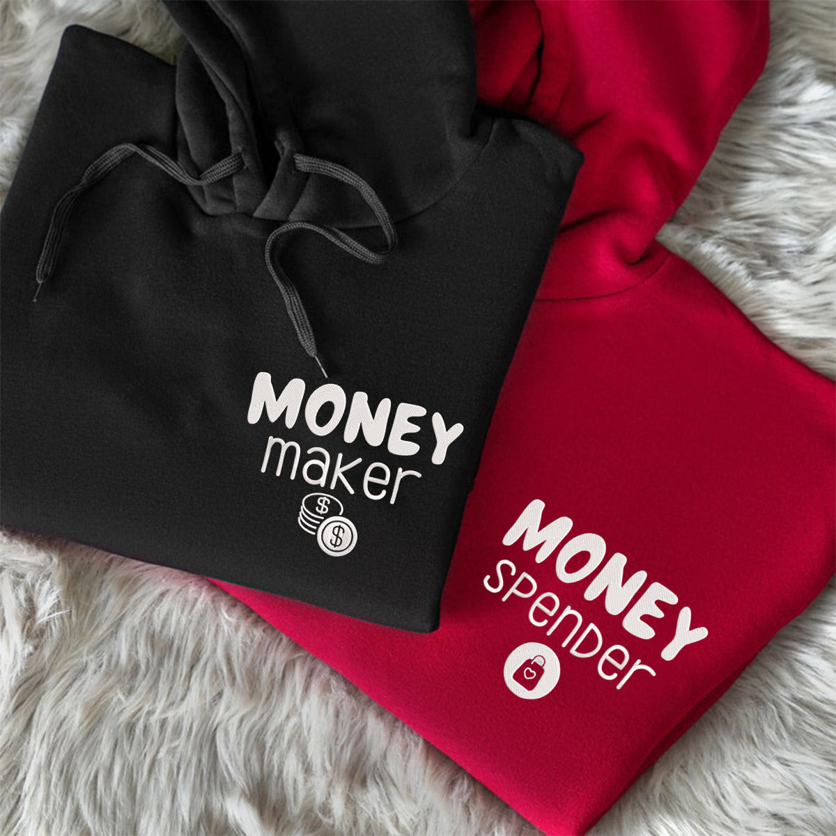Personalized Money Maker Embroidered Matching Relationship Hoodies