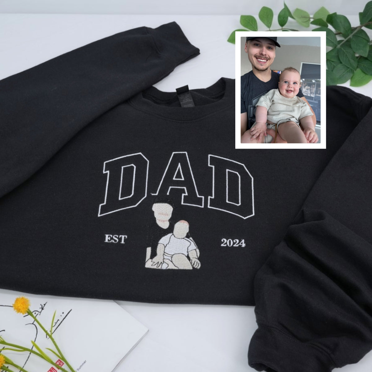 New Dad Custom Hoodies - Father Baby Embroidered Sweatshirts - Perfect First Father's Day Gift