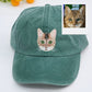 Personalized Cat Face Embroidered Cap - Custom Pet Portrait Accessory - Cat Lover Parent Gift