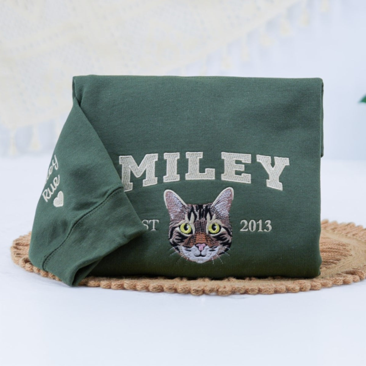 Personalized Cat Varsity Hoodies - Custom Pet Portrait University Style - Cat Mom Dad Sweatshirts