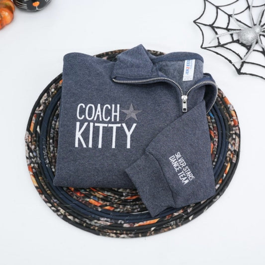 Personalized Coach Quarter Zip Hoodies - Custom Coaching Embroidered Apparel - Perfect Coach Gift