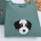 Personalized Dog Portrait Sweatshirts - Custom Dog Face Embroidered Hoodies - Dog Name Gift for Dog Mom Dad - Premium Pet Memorial Apparel