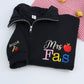 Personalized Mrs Teacher Quarter-Zip - Custom Name Embroidered Education Apparel - Perfect Teacher Gift