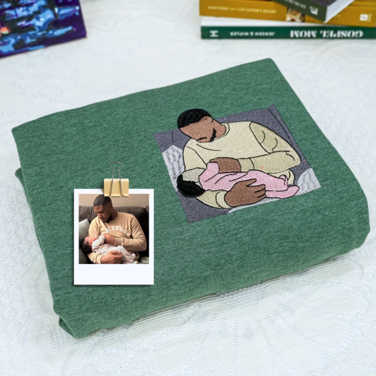 Personalized New Dad Baby Hoodies - Custom Father Embroidered Sweatshirts With Baby Name Footprints - Father's Day Gift