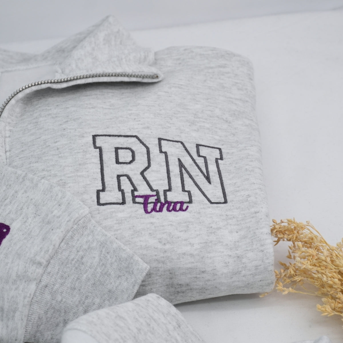Personalized RN Quarter-Zip Sweatshirts - Custom Nurse Name Embroidered - Perfect Nursing Professional Gift