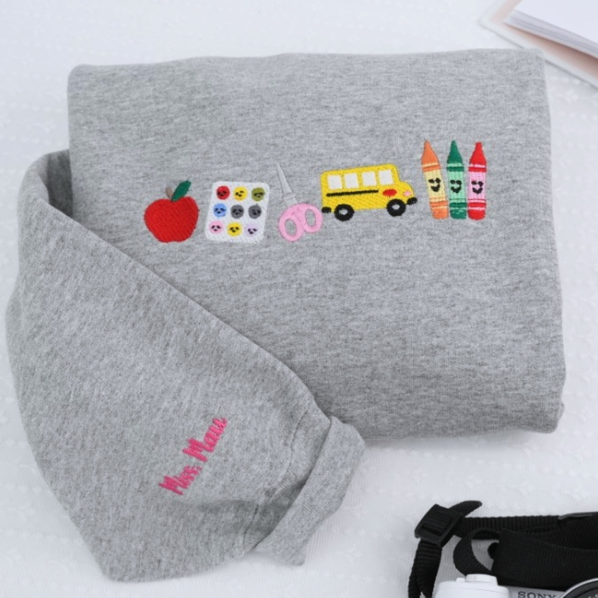 Personalized Teacher Hoodies - Custom Mrs Name Embroidered Zip-Up - Back to School Gift