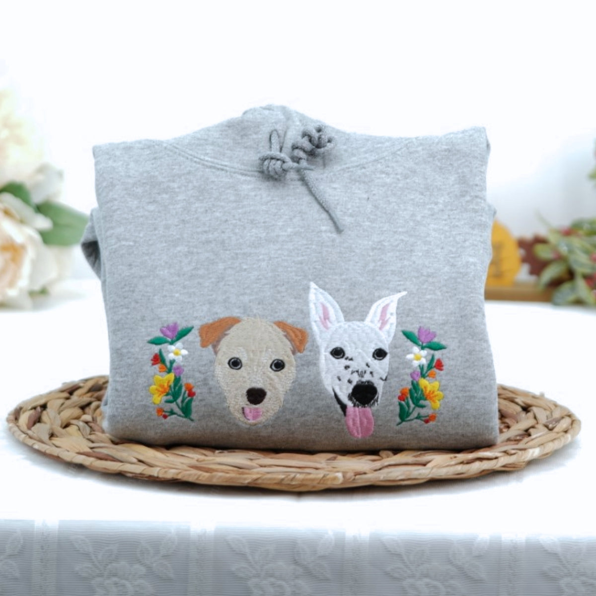 Pet Portrait Sweatshirts - Custom Pet Names Embroidered Apparel - Minimalist Pet Parent Gift