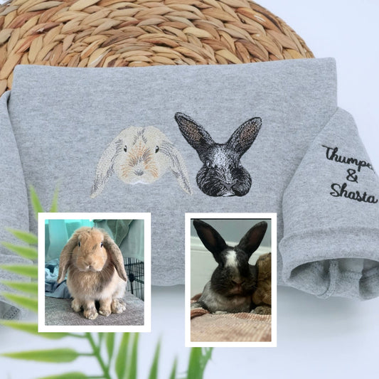 Pet Portrait Sweatshirts - Custom Pet Names Embroidered Apparel - Minimalist Pet Parent Gift