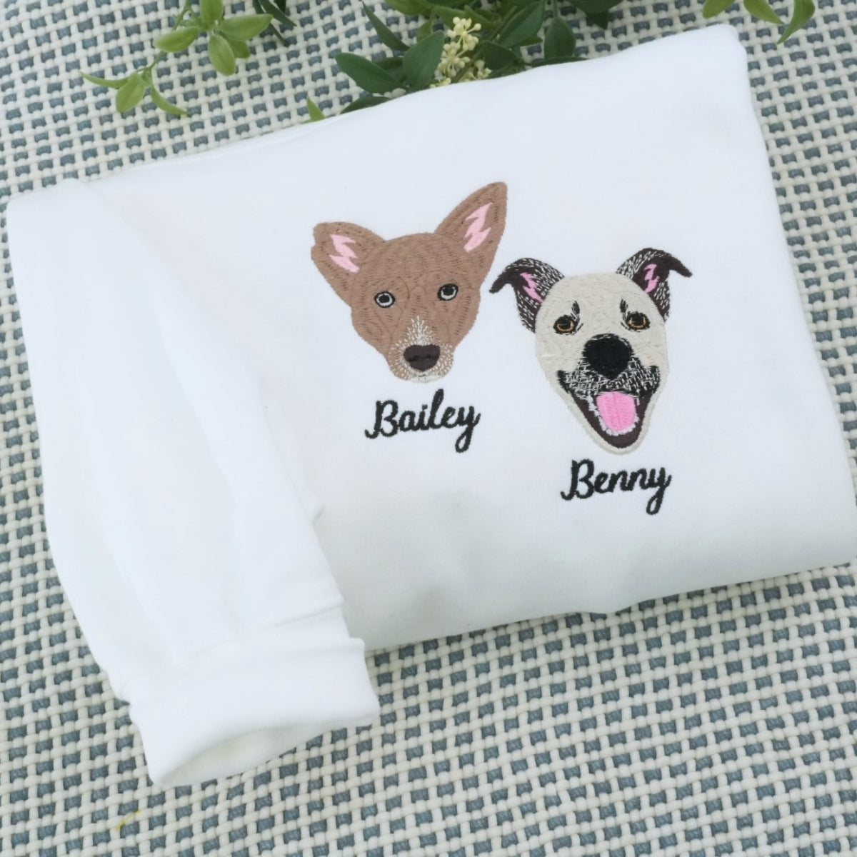 Pet Portrait Sweatshirts - Custom Pet Names Embroidered Apparel - Minimalist Pet Parent Gift