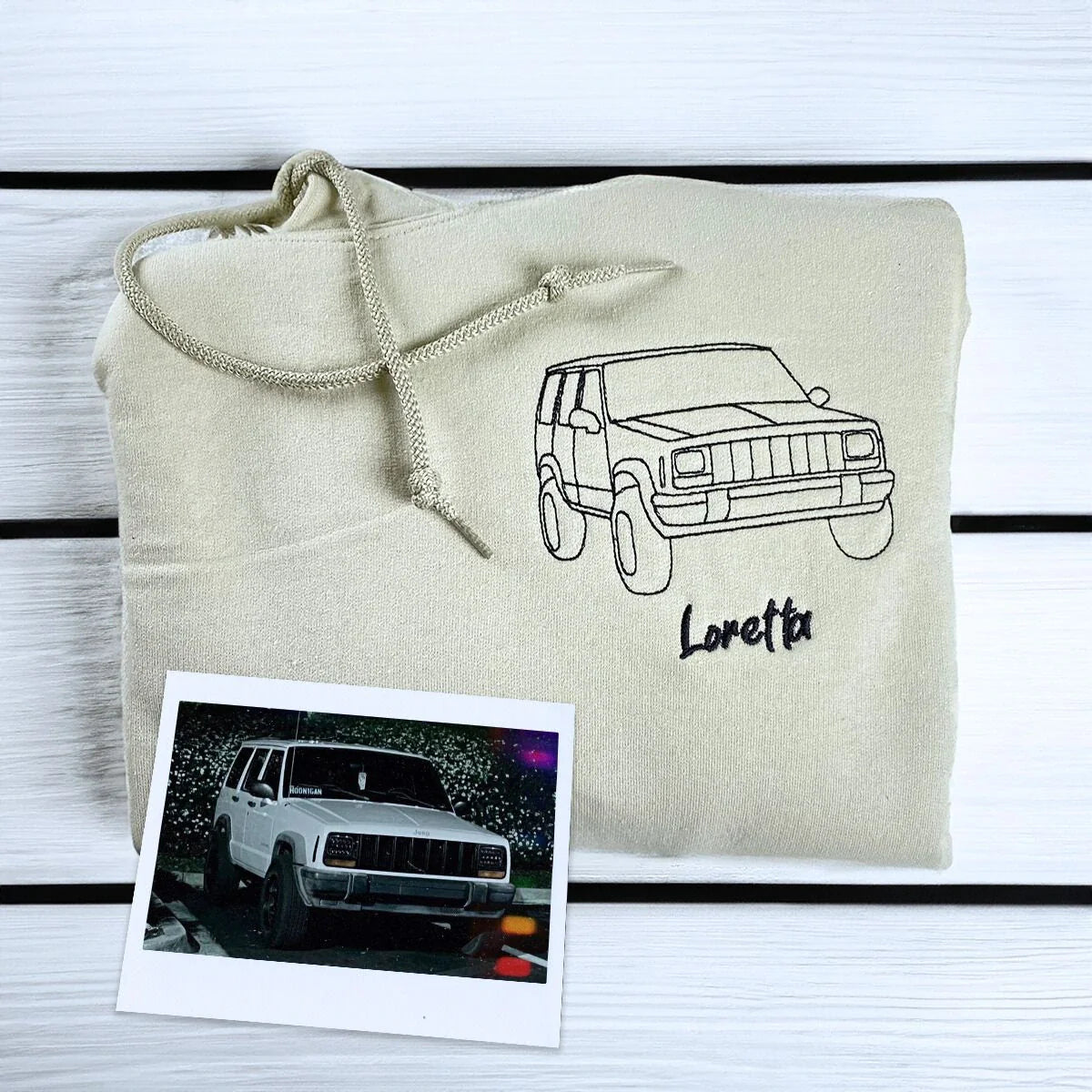 Custom Embroidered Trucker Hoodie from Your Photo, Personalized Gift for Truck Lover