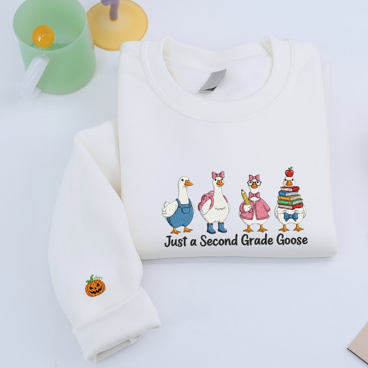 Second Grade Teacher Custom Hoodies - Just a Goose Embroidered Sweatshirts - Perfect Teacher Appreciation Gift