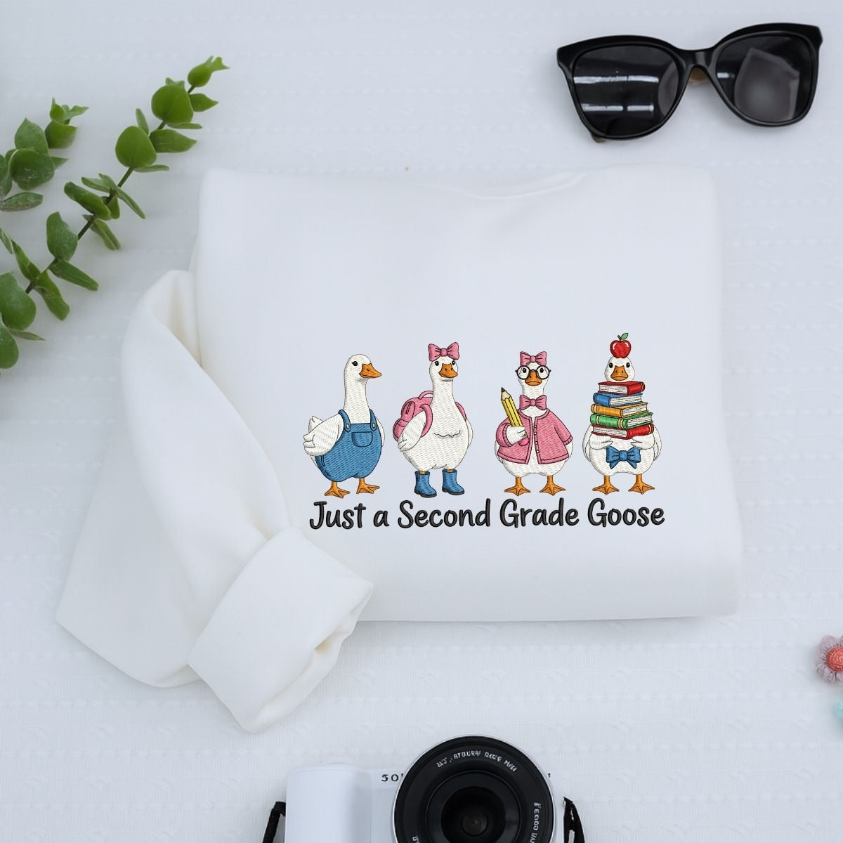 Second Grade Teacher Custom Hoodies - Just a Goose Embroidered Sweatshirts - Perfect Teacher Appreciation Gift
