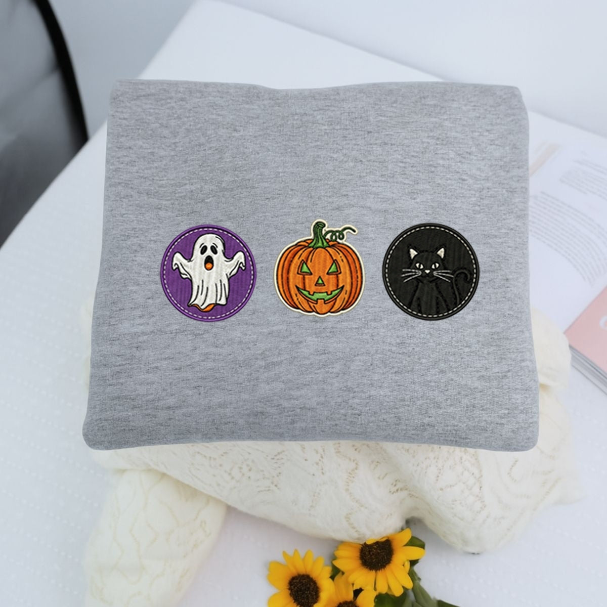 Spooky Cookie Custom Hoodies - Halloween Embroidered Cute Sweatshirts - Perfect Spooky Season Gift