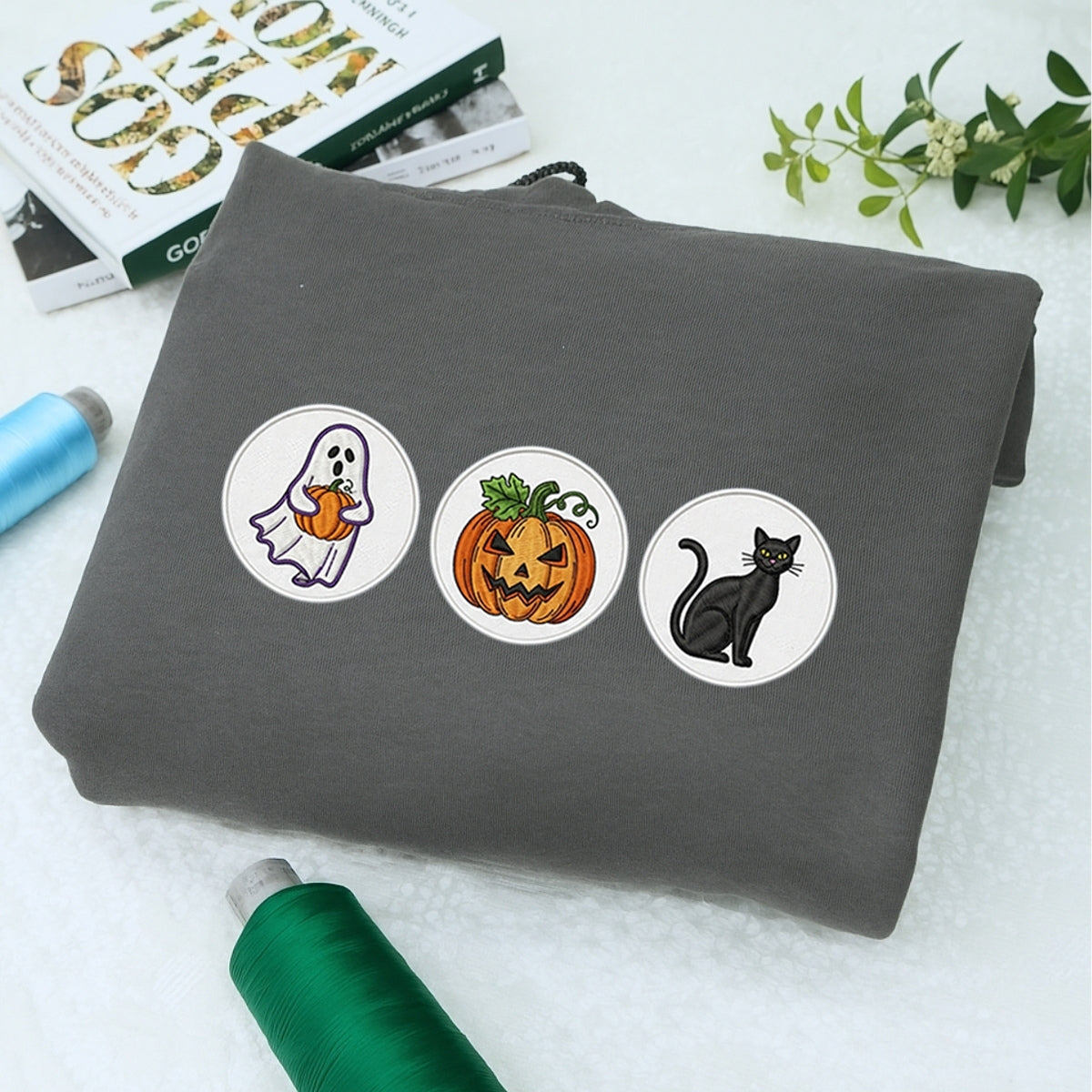 Spooky Cookie Custom Sweatshirts - Halloween Patch Embroidered Apparel - Perfect Cute Halloween Gift