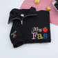 Teacher Custom Quarter Zip Hoodie - Personalized Mrs Name Embroidered - Apple Pencil Educator Gift
