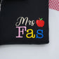 Teacher Custom Quarter Zip Hoodie - Personalized Mrs Name Embroidered - Apple Pencil Educator Gift