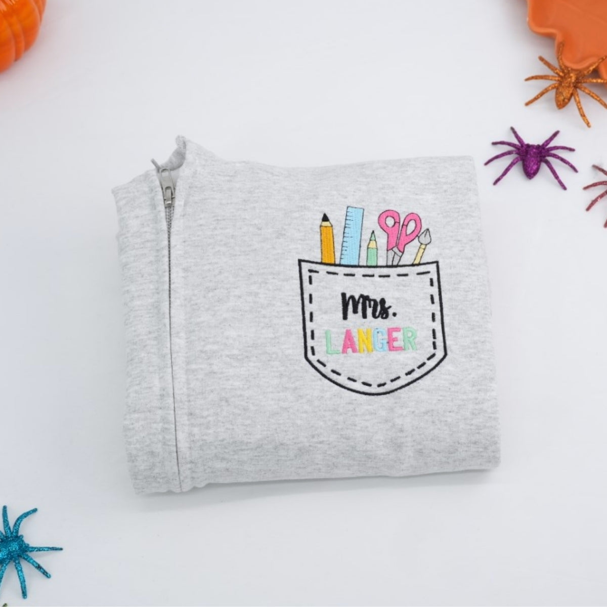 Teacher Pocket Quarter Zip Hoodies - Personalized Educator Embroidered Apparel - Perfect Teacher Gift