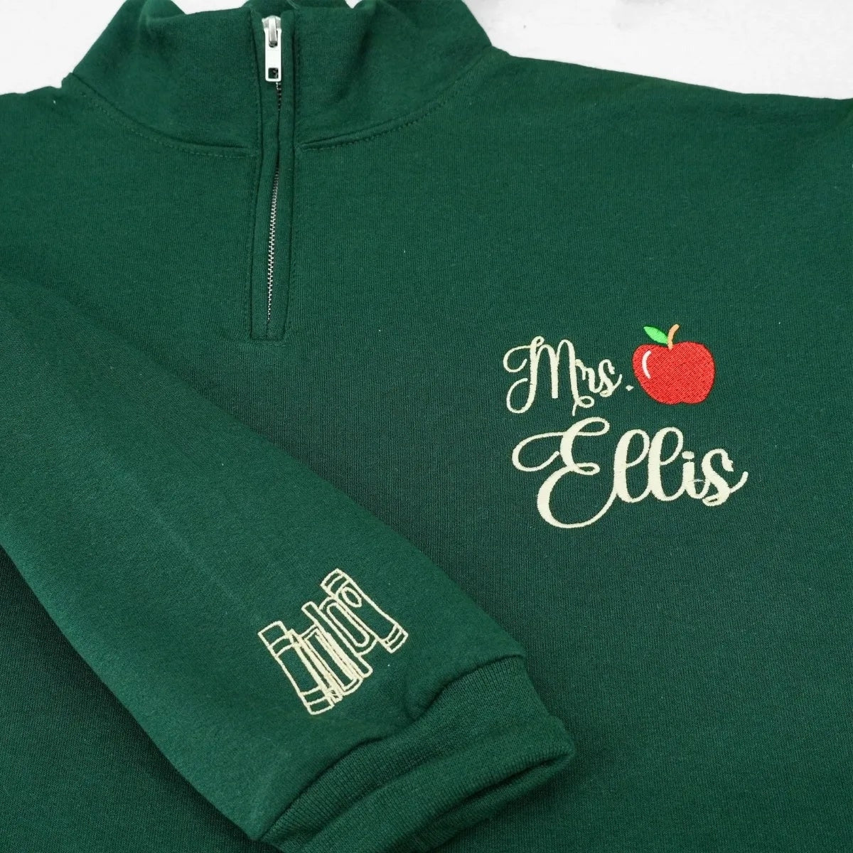 Teacher Quarter Zip Sweatshirt - Custom Embroidered Name & Icon Gift - Personalized Educator Crewneck Hoodie