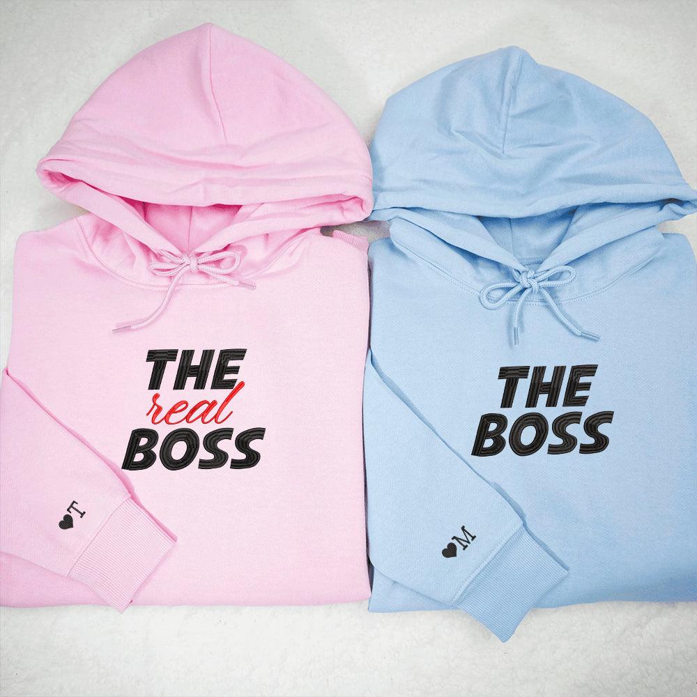The Boss x The Real Boss Custom Embroidered Matching Hoodies For Couples