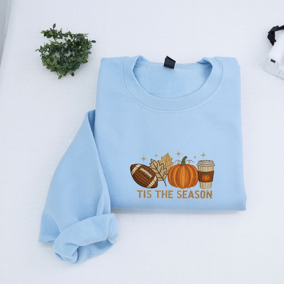 Tis The Season Fall Hoodies - Football Pumpkin Spice Embroidered Sweatshirts - Perfect Autumn Gift