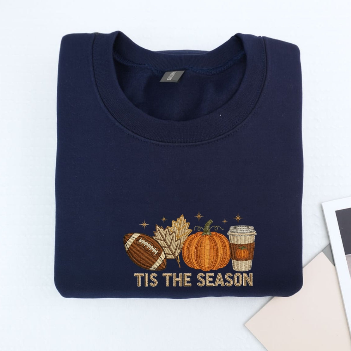 Tis The Season Fall Hoodies - Football Pumpkin Spice Embroidered Sweatshirts - Perfect Autumn Gift