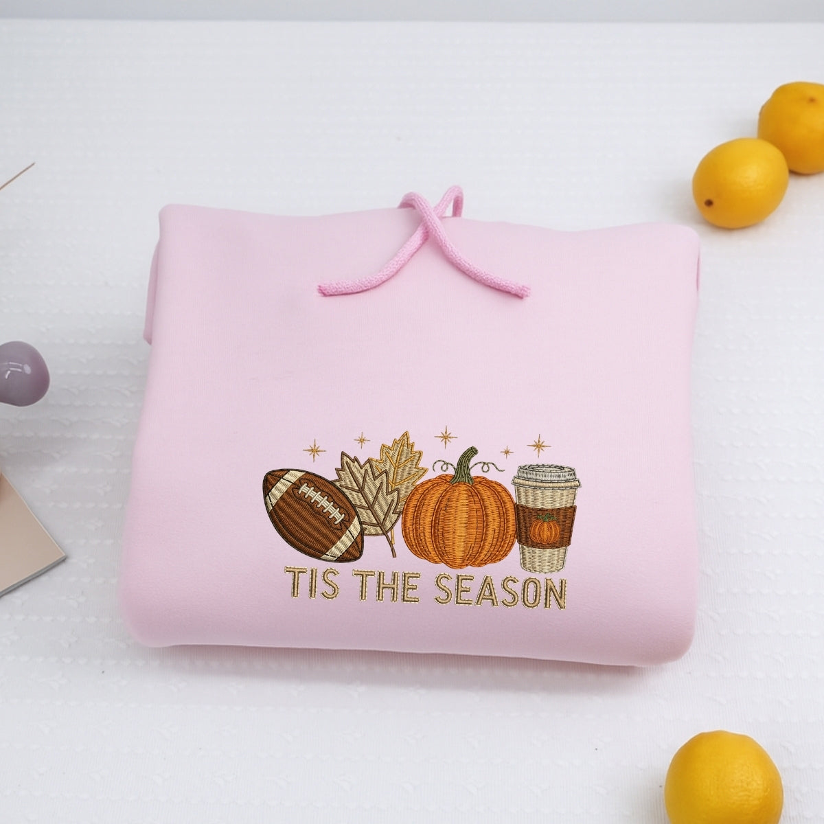 Tis The Season Fall Hoodies - Football Pumpkin Spice Embroidered Sweatshirts - Perfect Autumn Gift