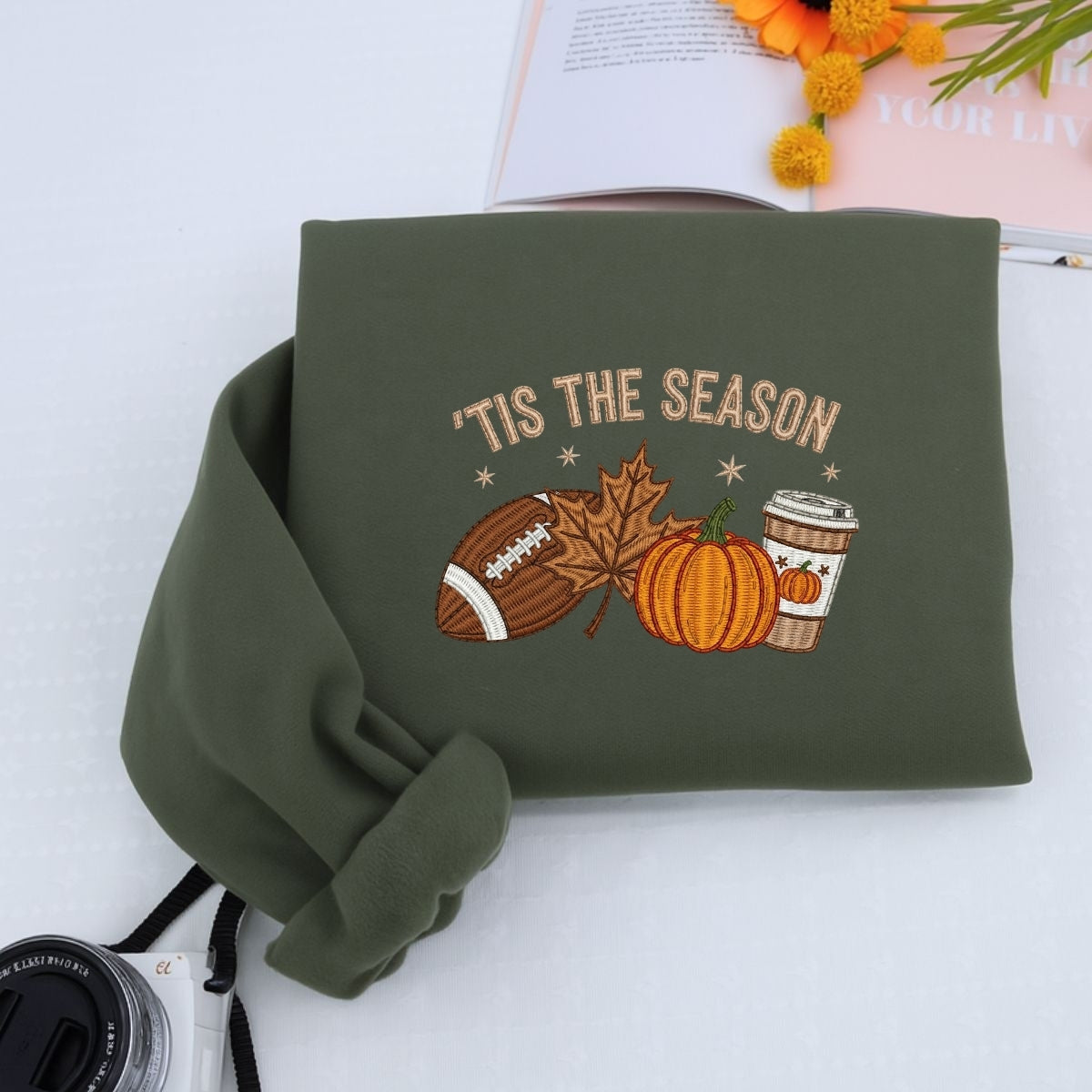 Tis The Season Fall Sweatshirt - Autumn Embroidered Hoodie - Perfect Halloween Gift