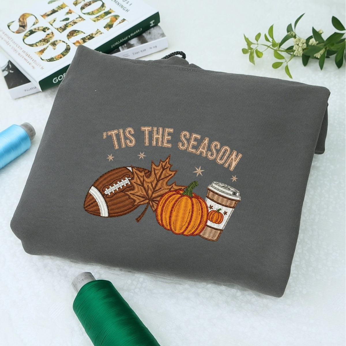 Tis The Season Fall Sweatshirt - Autumn Embroidered Hoodie - Perfect Halloween Gift