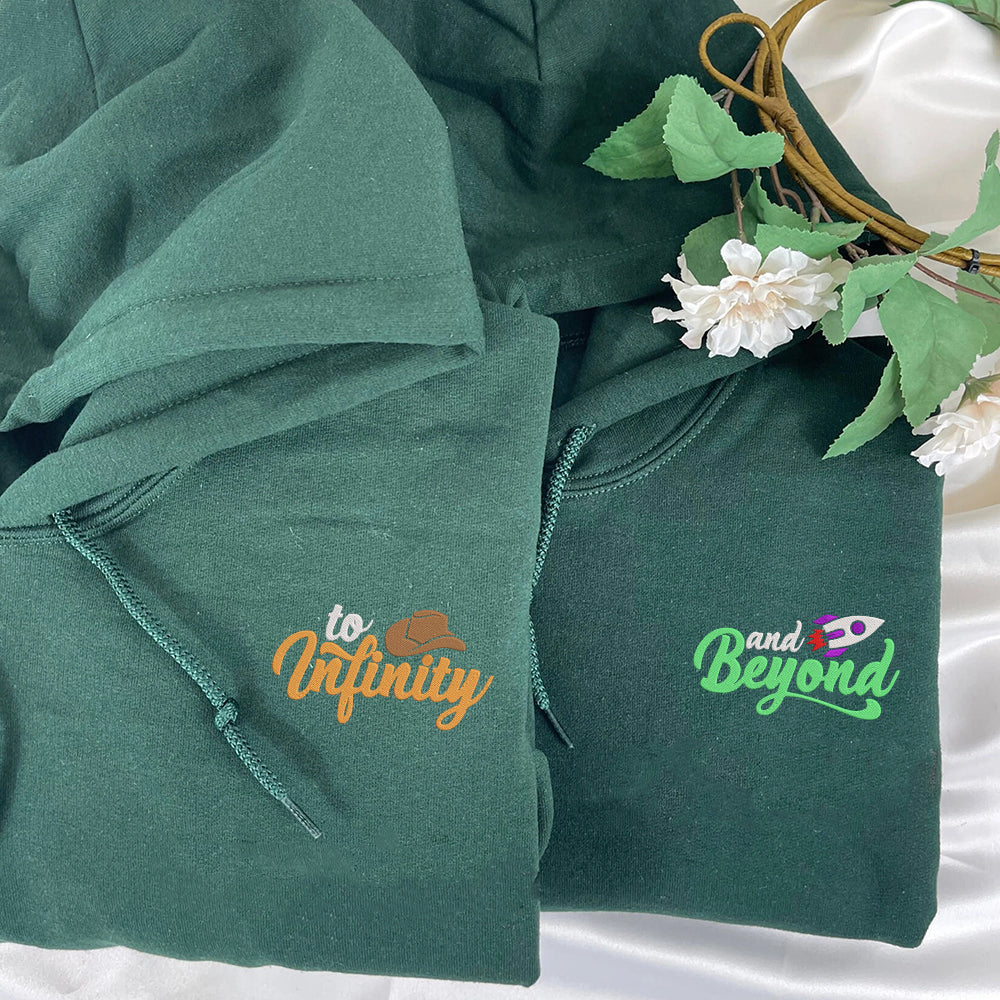 To Infinity And Beyond Custom Embroidered Matching Hoodies For Couples