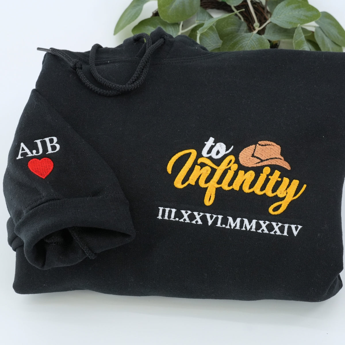 To Infinity And Beyond Custom Roman Numeral Matching Embroidered Hoodies For Couples