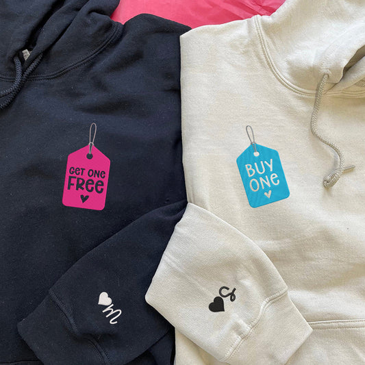 Custom Couple Matching Buy One Get One Free Embroidered Hoodie