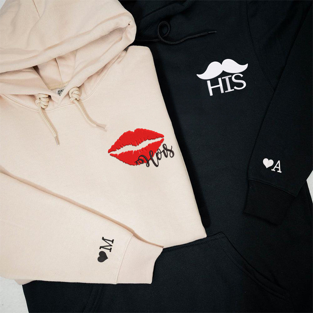 Custom Matching His & Her Couple Embroidered Hoodies