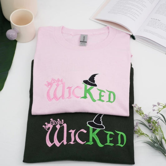 Wicked Halloween Custom Sweatshirt - Embroidered Witch Crown Pink Hoodie - Halloween Gift