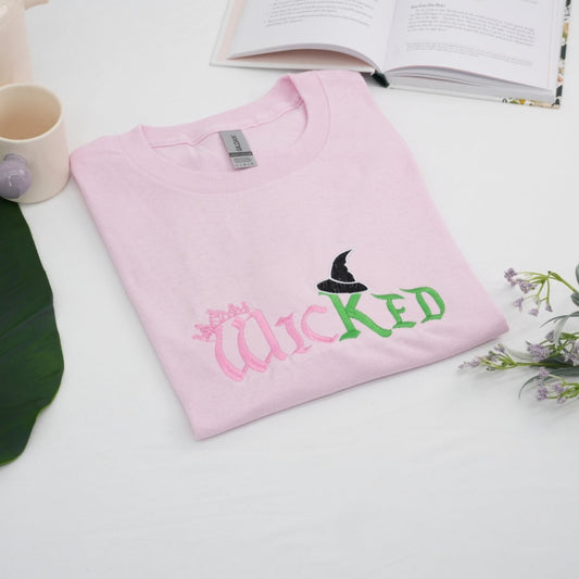 Wicked Halloween Custom Sweatshirt - Embroidered Witch Crown Pink Hoodie - Halloween Gift