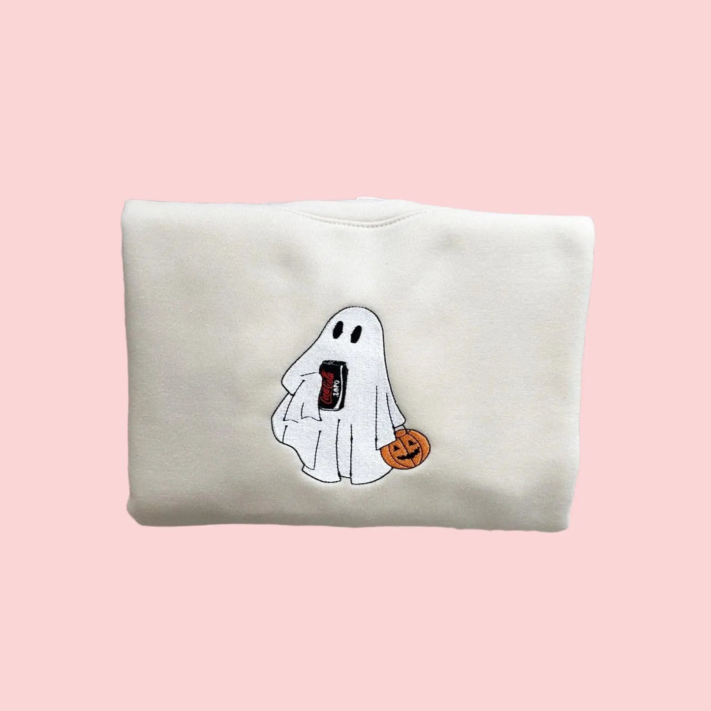 Personalized Ghost Drinking Embroidered Sweatshirt