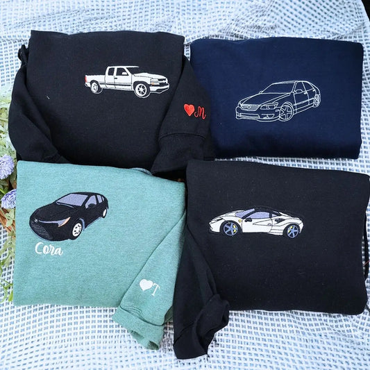 Personalized Gifts for Car Lovers Sweatshirt / Hoodie Embroidered from Your Photo