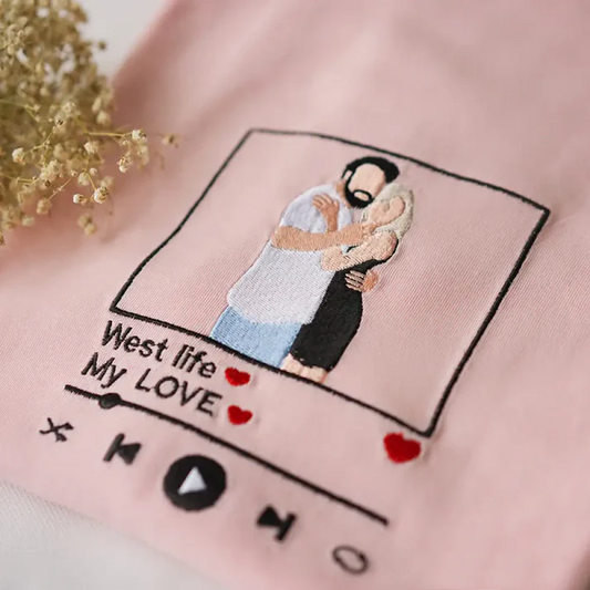 Customized embroidered T-shirts for couples