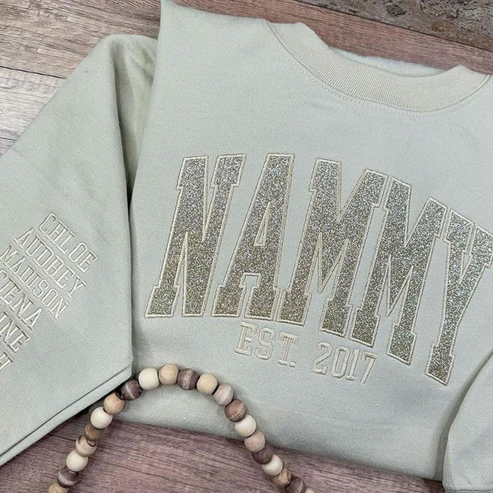 Custom Embroidered Applique Glitter Mama Sweatshirt