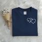 Custom Letter Embroidered Double Heart Sweatshirt
