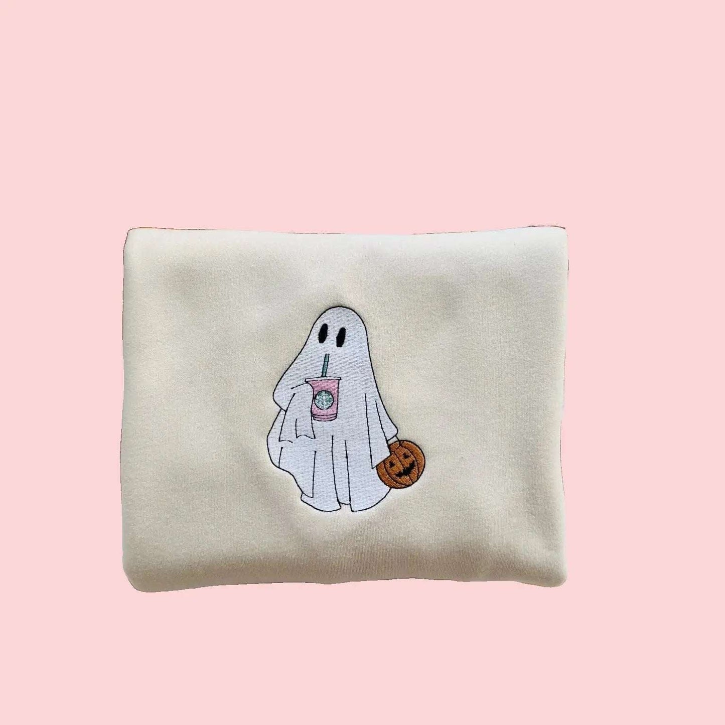 Personalized Ghost Drinking Embroidered Sweatshirt