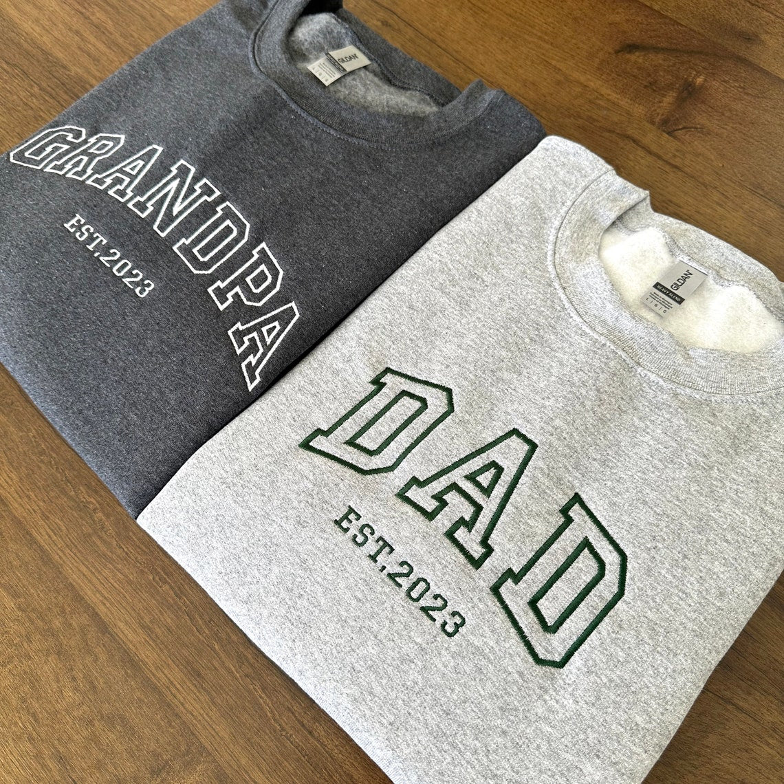 Custom embroidered sweatshirt with your child's name on the sleeve