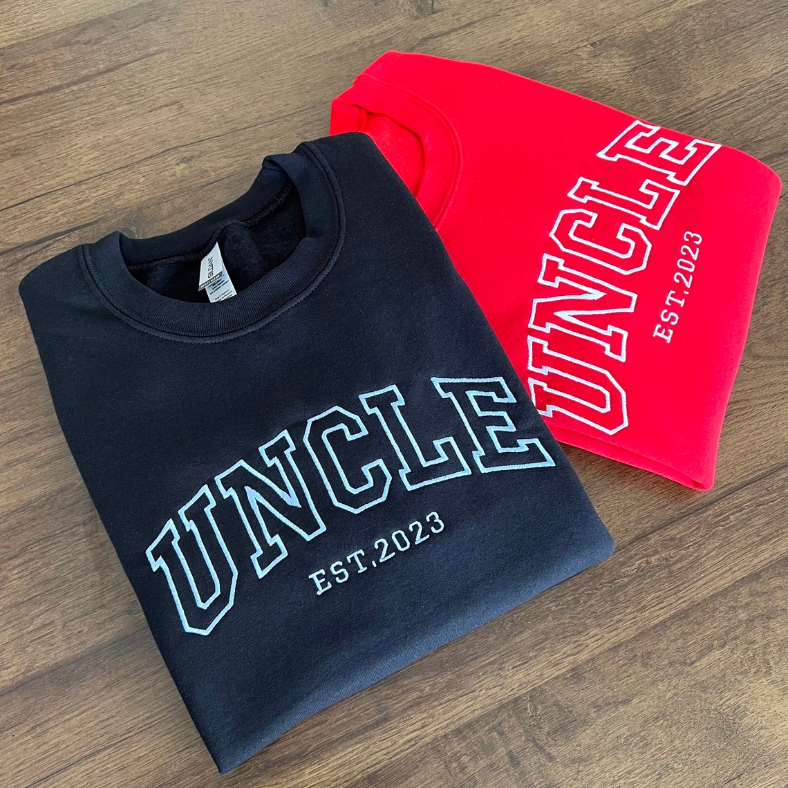 Custom embroidered sweatshirt with your child's name on the sleeve